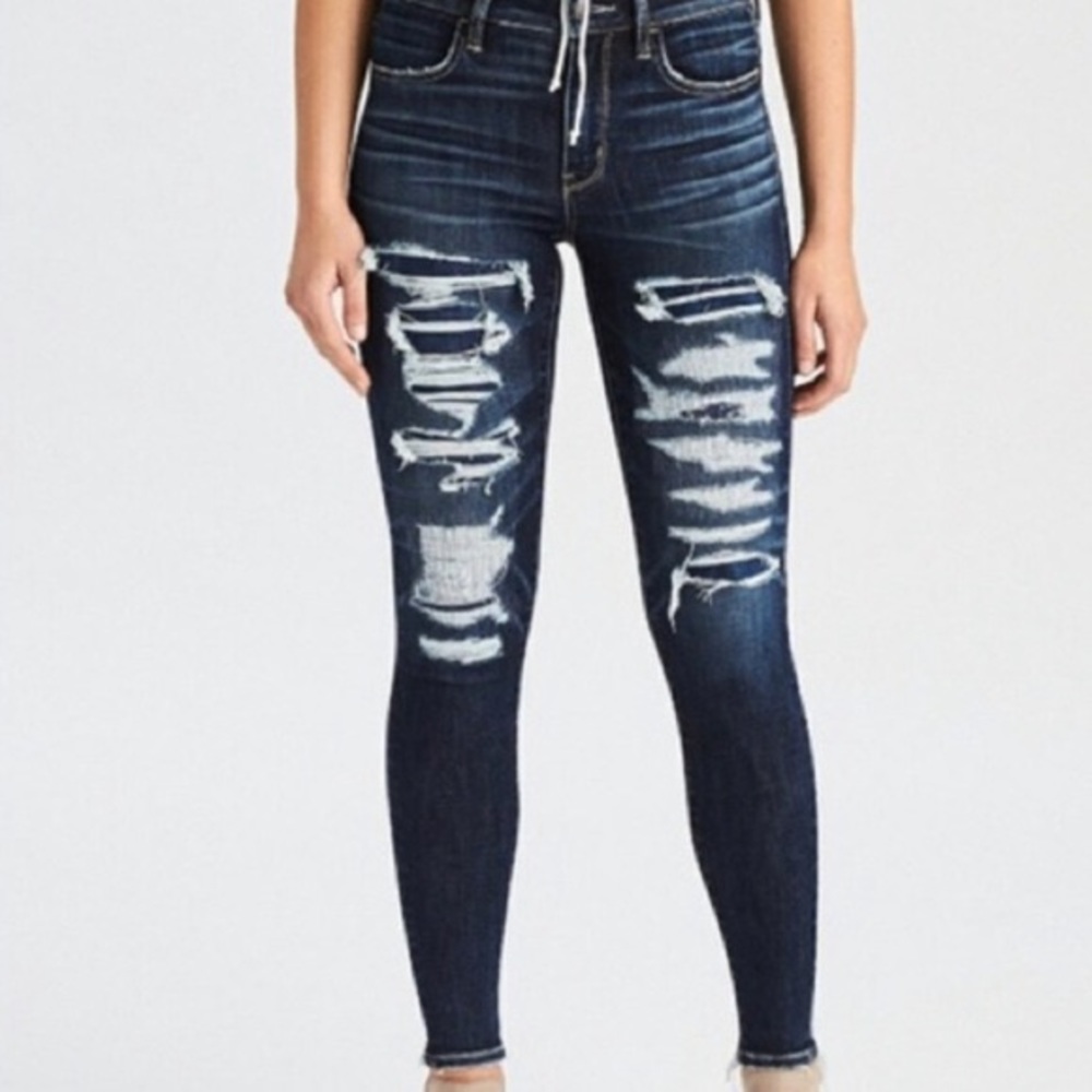 American Eagle dark wash ripped jeans